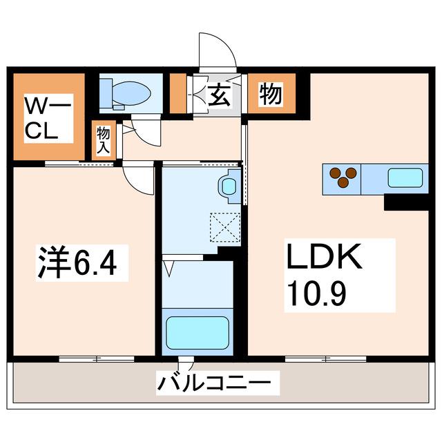 ラ・リュミエール月出(1LDK/2階)の間取り写真