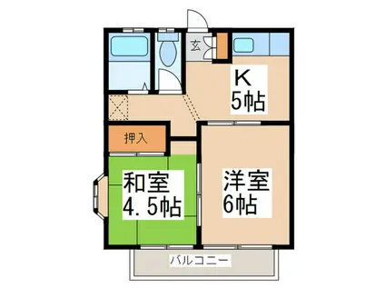 第10もえぎ野ハイツ(2K/1階)の間取り写真