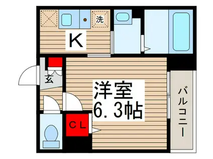メルディア松戸(1K/2階)の間取り写真