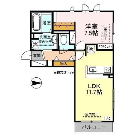 STELLANOVEステラノーヴェ(1LDK/2階)の間取り写真