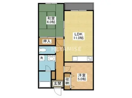 せんだんコート(2LDK/3階)の間取り写真