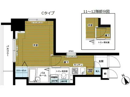 トーシンフェニックス浅草リバーサイド(1K/11階)の間取り写真