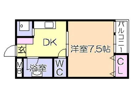 石村ビル(1DK/2階)の間取り写真