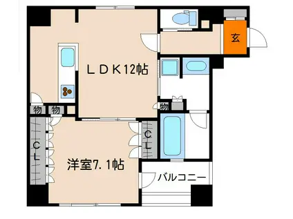 リーガル京都烏丸通(1LDK/3階)の間取り写真