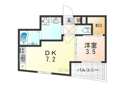 ファステート京都東寺グラン(1DK/5階)の間取り写真
