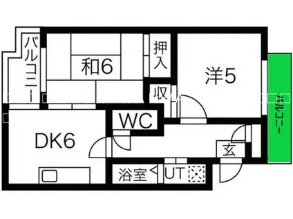 リバーヒル八尾(2DK/2階)の間取り写真