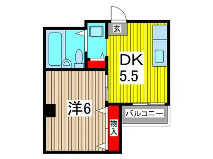 エースマンション(1DK/2階)の間取り写真
