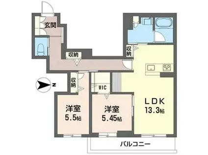 ユニティー(2LDK/2階)の間取り写真