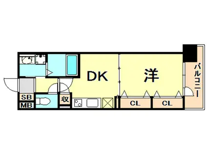 プレジール三ノ宮III(1DK/6階)の間取り写真