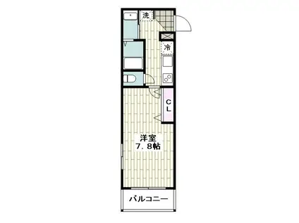 霞ヶ丘メゾン(1K/2階)の間取り写真