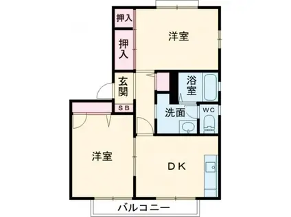 サニーヒルA棟(2DK/2階)の間取り写真