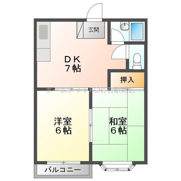大蔵谷ハイツ(2DK/2階)の間取り写真