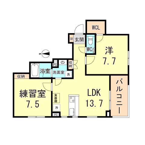 VILLA MUSICA西宮北口(2LDK/3階)の間取り写真