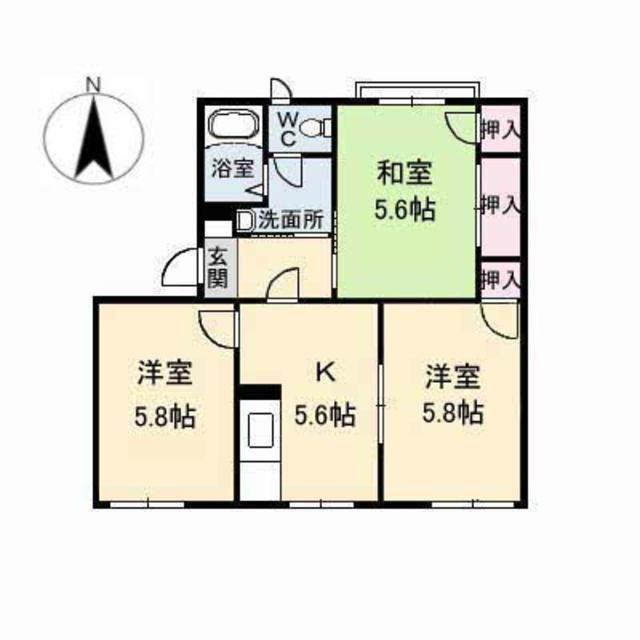 ハイライズ羽原(3K/1階)の間取り写真
