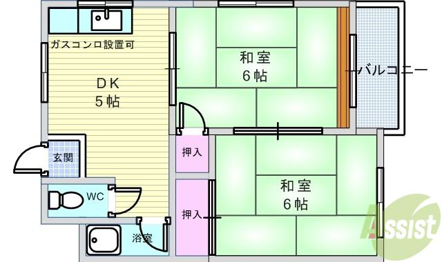 山ノ上ハイツ(2DK/3階)の間取り写真