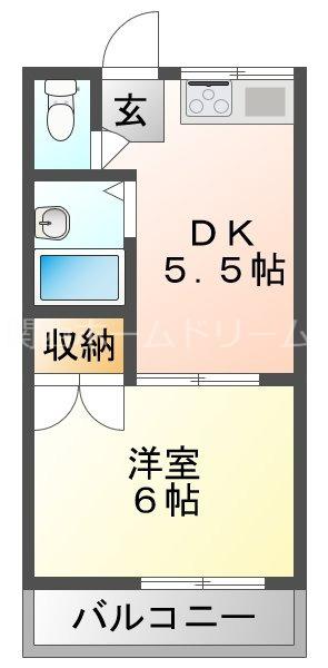 末広大丸マンション(1DK/2階)の間取り写真