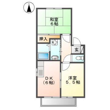 ラポール藤(2DK/2階)の間取り写真