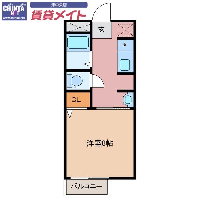 ピアコート栗真(1K/1階)の間取り写真