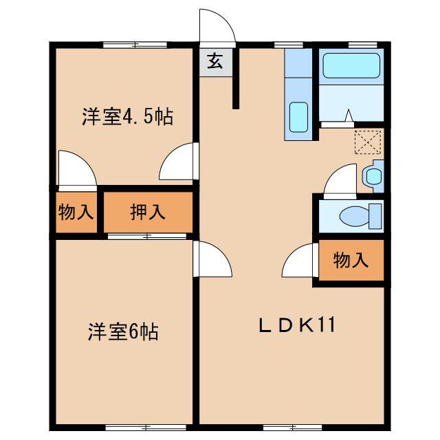 ハイツ871(2LDK/1階)の間取り写真