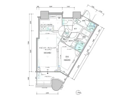 パークタワー勝どき サウス棟(1LDK/9階)の間取り写真