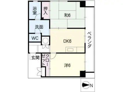 けやきの森 ルポ ハートスクエア(2DK/4階)の間取り写真