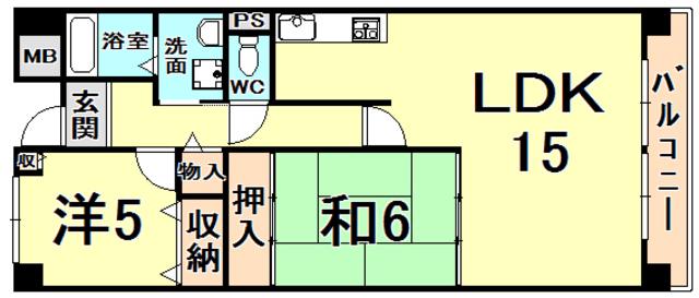 ベルパレス高木(2LDK/3階)の間取り写真