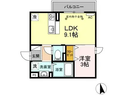 カナル グランデ 十日町(1LDK/3階)の間取り写真