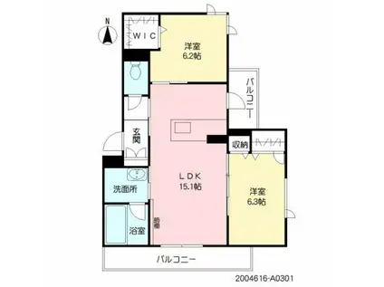 サンクフルール(2LDK/3階)の間取り写真