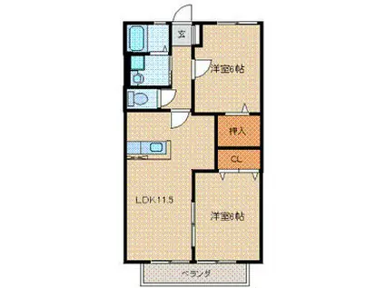 サンハイムせんり1(2LDK/1階)の間取り写真