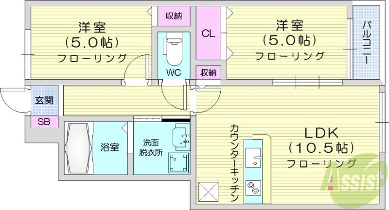 OTネクスト雷神3(2LDK/1階)の間取り写真