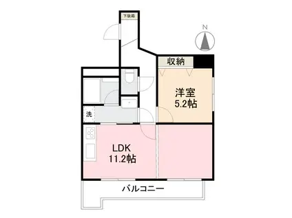 朝日プラザ高松エルグ1004号(1LDK/10階)の間取り写真