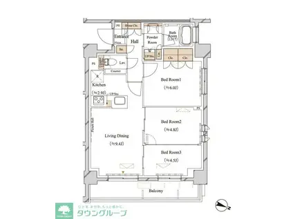 ブランシエスタ江古田(3LDK/1階)の間取り写真