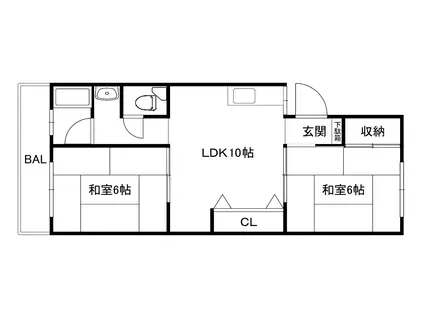 マンション北島(2LDK/2階)の間取り写真