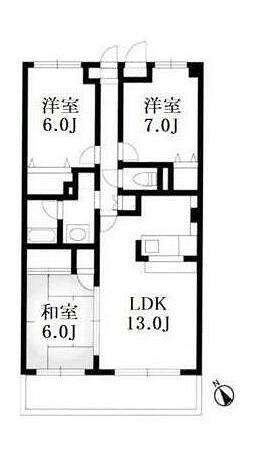 シャルム検見川(3LDK/1階)の間取り写真
