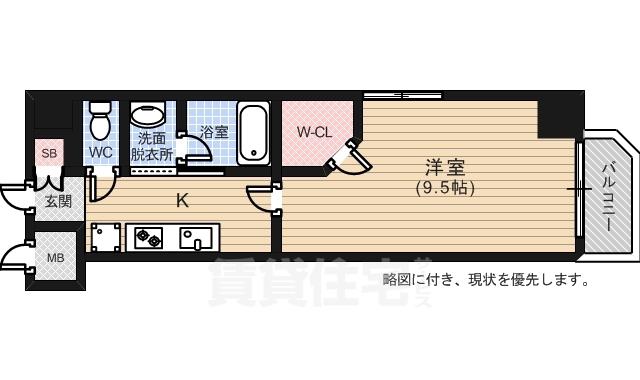 ウイング宝町フォース(1K/7階)の間取り写真
