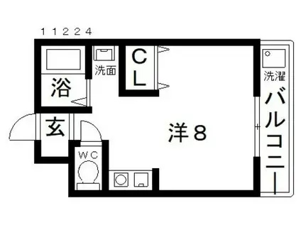プロムナードみささぎ(1K/1階)の間取り写真