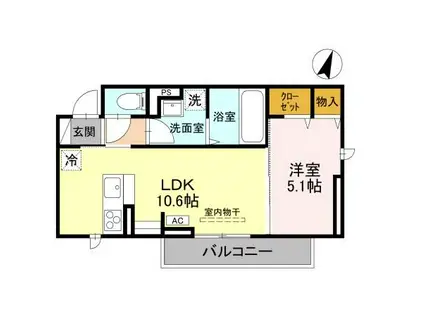CLASSEUM幸西III(1LDK/2階)の間取り写真