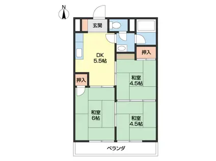 東和グランドハイツ(3DK/1階)の間取り写真