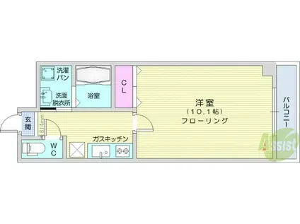 クレセール河原町(1K/2階)の間取り写真