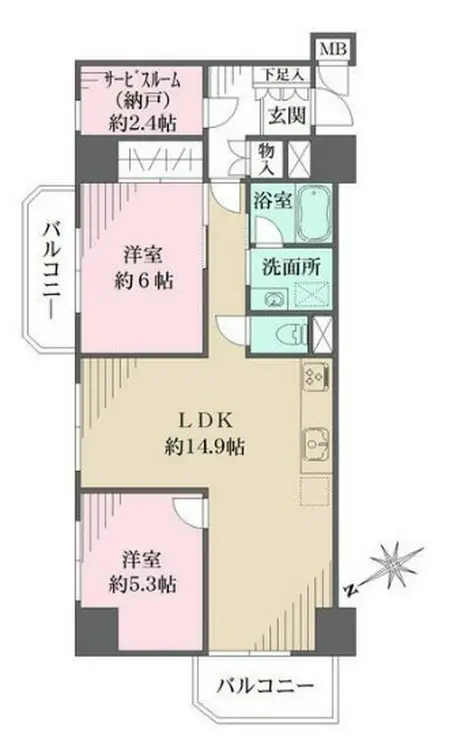 シャンボール三田 9階階 間取り