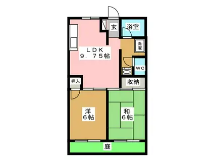 城山コーポ(2LDK/1階)の間取り写真