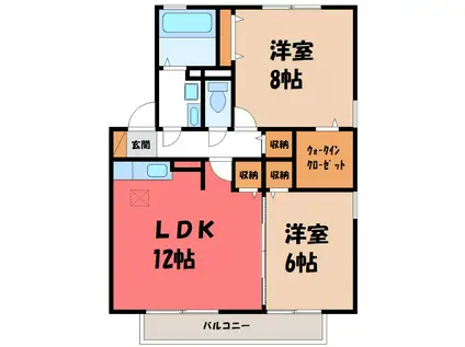 タウンスクエアB(2LDK/1階)の間取り写真