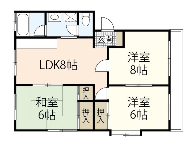 土屋マンション(3LDK/3階)の間取り写真