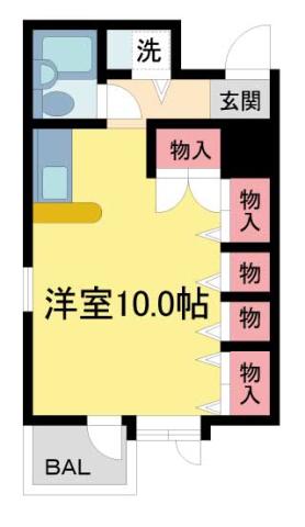 YAMATOCHI甲風園(ワンルーム/3階)の間取り写真