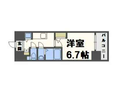 エスリード松屋町サウス(1K/9階)の間取り写真