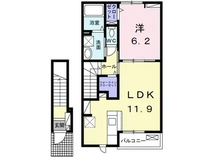 フルール・ド・リス I(1LDK/2階)の間取り写真