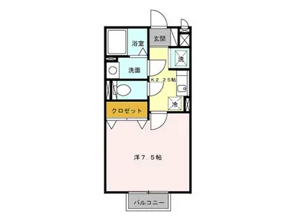 カジュプレーン(1K/1階)の間取り写真
