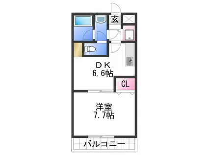 セゾン湊(1DK/2階)の間取り写真