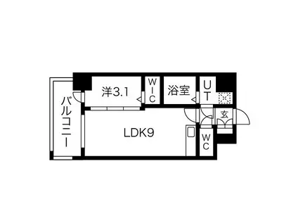 エスグランデ難波グランツ(1LDK/2階)の間取り写真