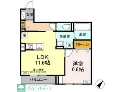 DBLESS上大岡(1LDK/2階)の間取り写真